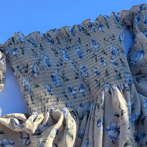 Storets puffy sleeve mini summer floral dress size s/m - Picture 9 of 10